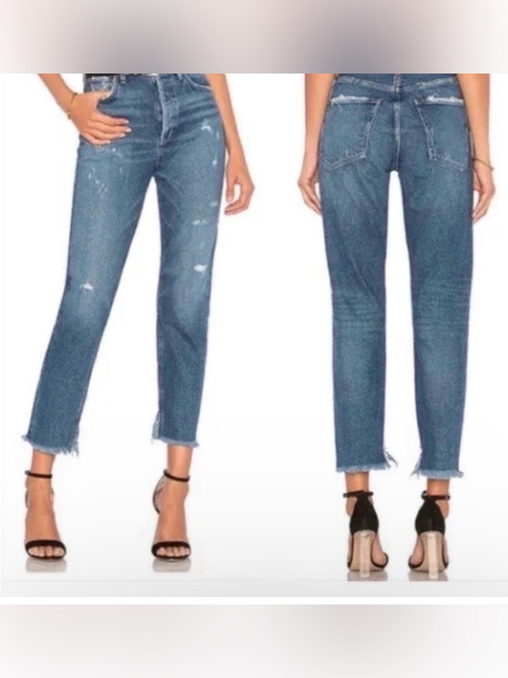 AGOLDE Feel Good Jamie High Rise Straight Crop Raw Hem Button fly Jeans Size 30